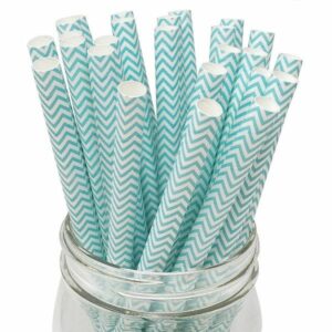 teal blue paper boba straw