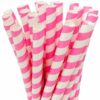 pink stripe paper boba straw