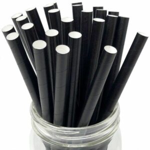 solid black paper boba straw