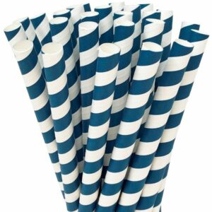 blue stripe paper boba straw