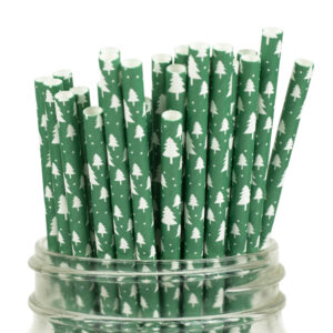 green christmas paper straw