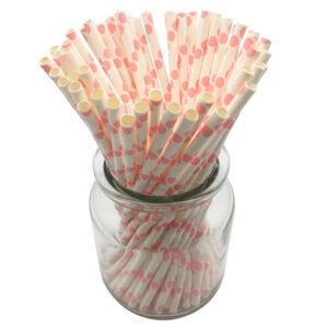 pink dot jumbo paper straw